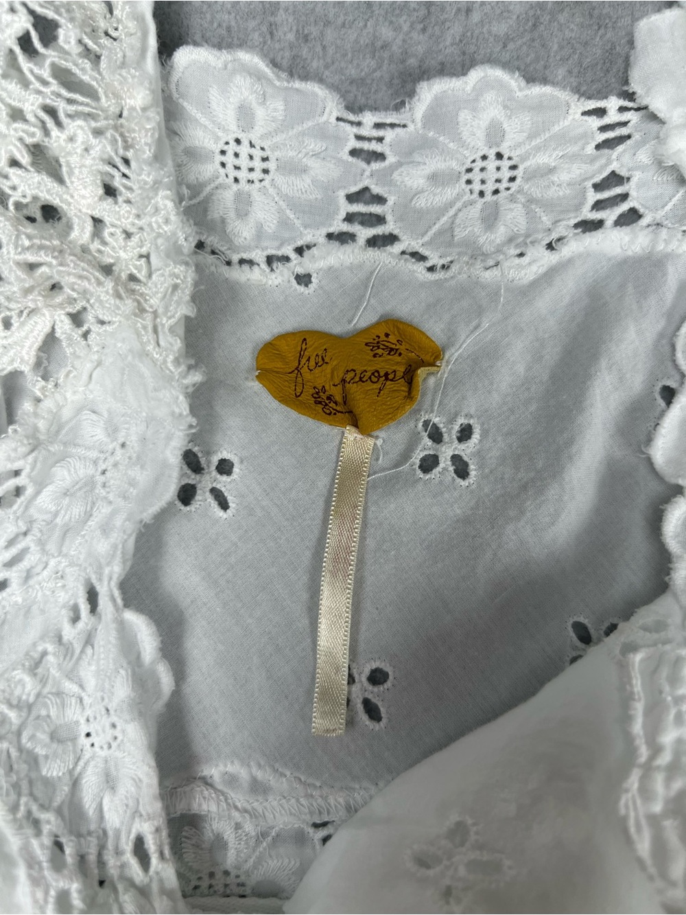 Free People Cottagecore Coquette White Eyelet Lace Mini Dress XS - Picture 11 of 16